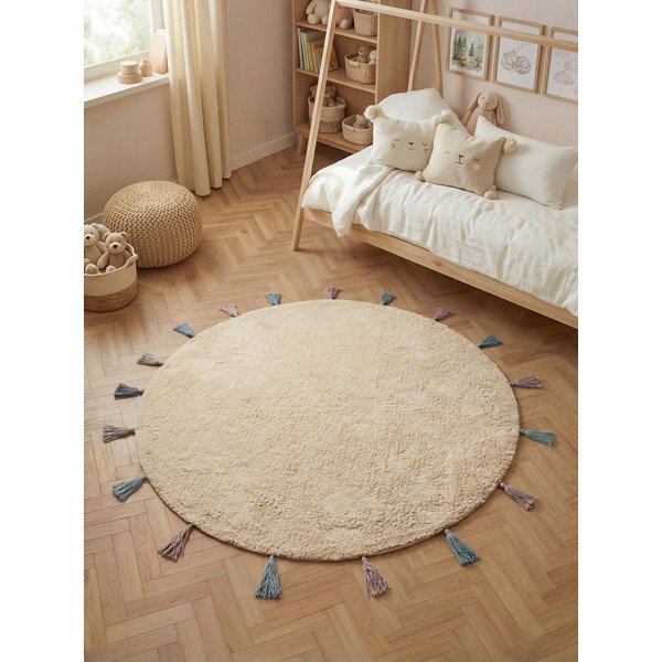 Кремав памучен детски килим подходящ за пране/ръчно изработен ø160 cm Snuggle Sunna – Hanse Home-image-1