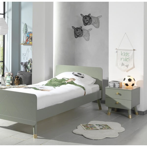 Маслиненозелено детско нощно шкафче от борова дървесина Billy - Vipack-image-1