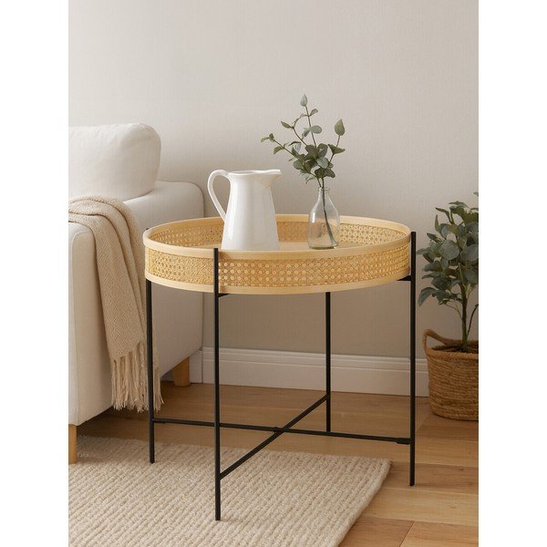 Ратанова кръгла масичка за кафе в естествен цвят ø 60 cm Depok – Premier Housewares-image-2