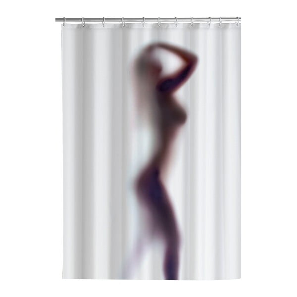 Бяла завеса за душ с покритие против мухъл Silouette , 180 x 200 cm - Wenko