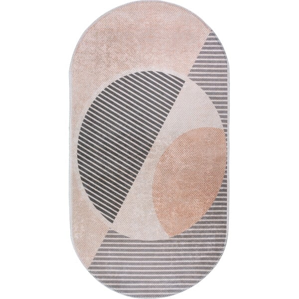 Миещ се килим в светло розово и кремаво 120x180 cm Oval - Vitaus
