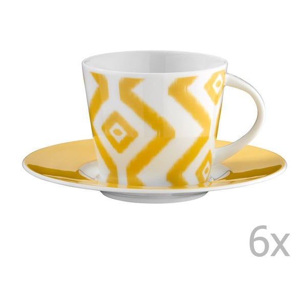 Комплект от 6 порцеланови чаши за чай с чинийки Vasilissa, 200 ml - Kütahya Porselen