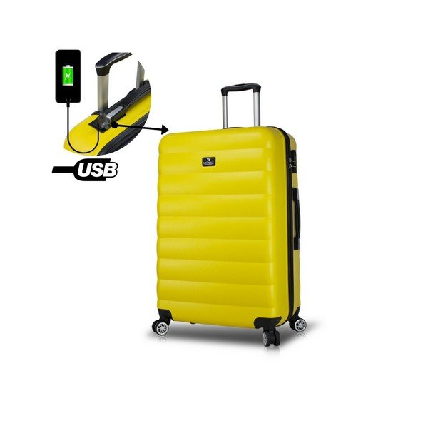 Жълт пътнически куфар на колелца с USB порт My Valice COLORS RESSNO Pilot Куфар - Myvalice-image-2