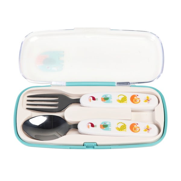 Кремав детски прибори за хранене 2 бр. от неръждаема стомана Wild Wonders – Rex London