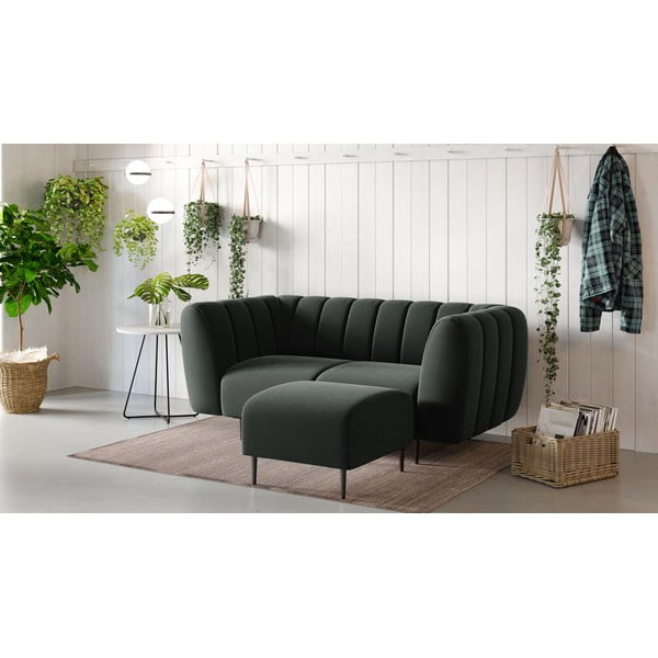 Тъмно сиво кадифено столче за крака Shel - Ghado-image-1