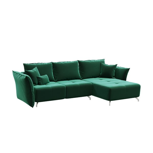 Тъмнозелен разтегателен диван Devichy , разтегателен ъгъл Hermes - devichy