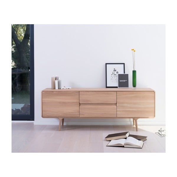 ТВ скрин от масивна дъбова дървесина Fawn - Gazzda-image-1