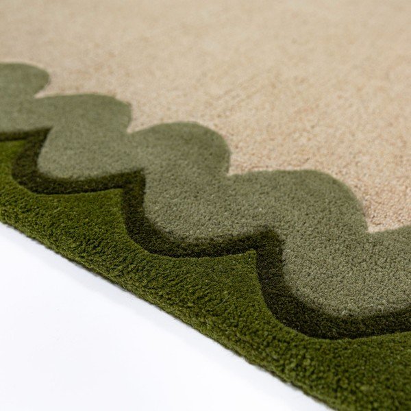 Зелен/в естествен цвят ръчно изработен вълнен килим 140x200 cm Wiggle Wool – Flair Rugs-image-3