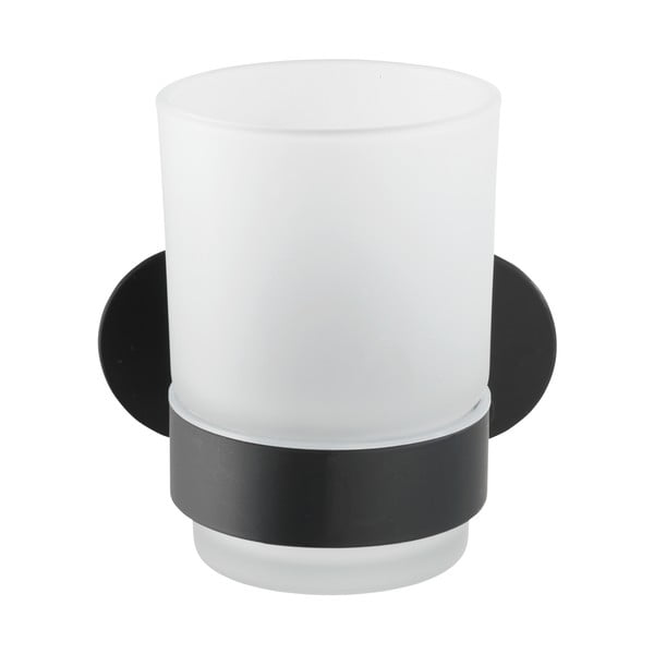 Матовочерна самодържаща се стъклена чаша за четка за зъби Orea - Wenko-image-1