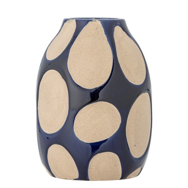 Тъмносиня/кремава глинена ваза (височина 20 cm) Bashir – Bloomingville