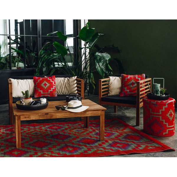 Двустранен килим за открито от рециклирана пластмаса Orange & Violet Orange & Violet, 120 x 180 cm Lhasa - Fab Hab-image-1