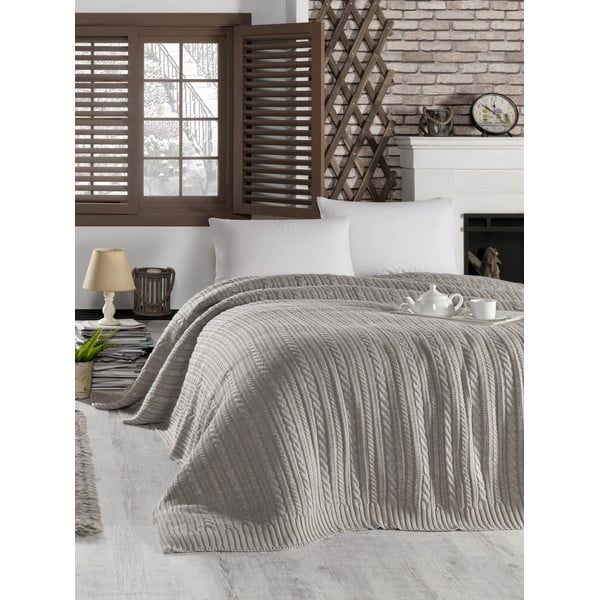Тъмнобежова покривка за легло с памучна смес Camila, 220 x 240 cm - Homemania Decor
