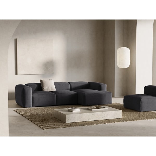 Тъмносив ъглов диван от рипсено кадифе (десен ъгъл) Bergamo – Cosmopolitan Design-image-1