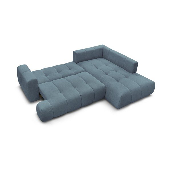 Син сгъваем/с място за съхранение ъглов диван (десен ъгъл/L форма) Fuji – Bobochic Paris-image-4