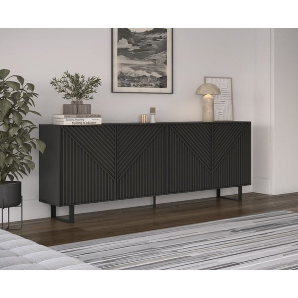 Черен скрин 201x80x40 cm Peta – Marckeric-image-1