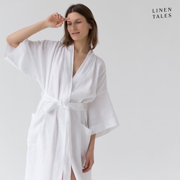 Бял ленен халат размер S/M Summer - Linen Tales-image-3