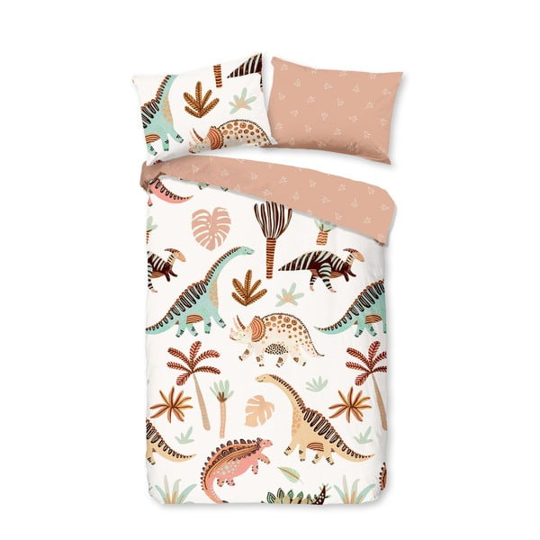 Кафяво-бежово памучно детско спално бельо за детско креватче 100x135 cm Dino – Good Morning