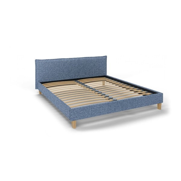 Синьо тапицирано двойно легло с решетка 180x200 cm Tina - Ropez