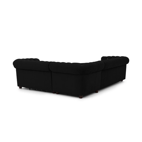 Черен кадифен сгъваем ъглов диван (десен ъгъл/L форма) York Blik – Ropez-image-3