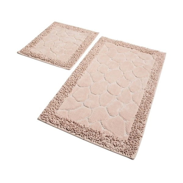 Комплект от 2 бежови памучни килима за баня Stone Powder - Confetti Bathmats