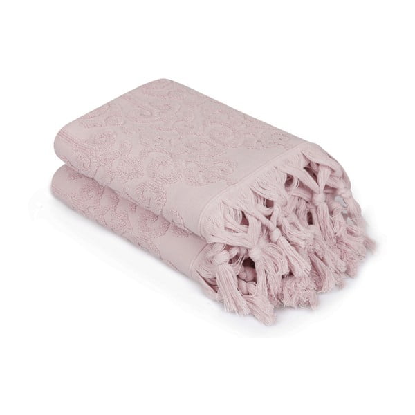 Комплект от 2 прахово розови кърпи Madame Coco Bohème, 50 x 90 cm - Foutastic