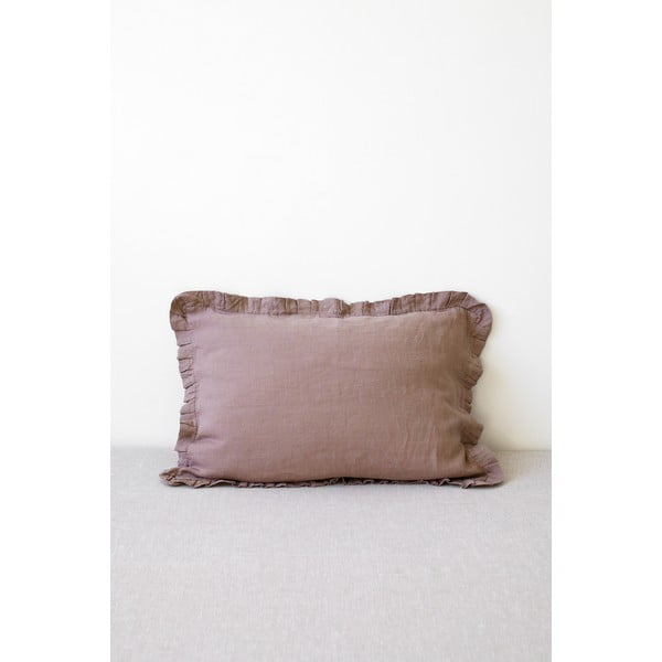 Стара лилава ленена калъфка за възглавница с ивици, 50 x 60 cm - Linen Tales