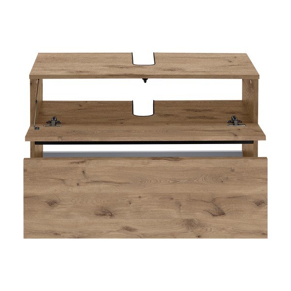 Шкаф за мивка от декор от дъб  в естествен цвят 80x55 cm Wisla – Støraa-image-3