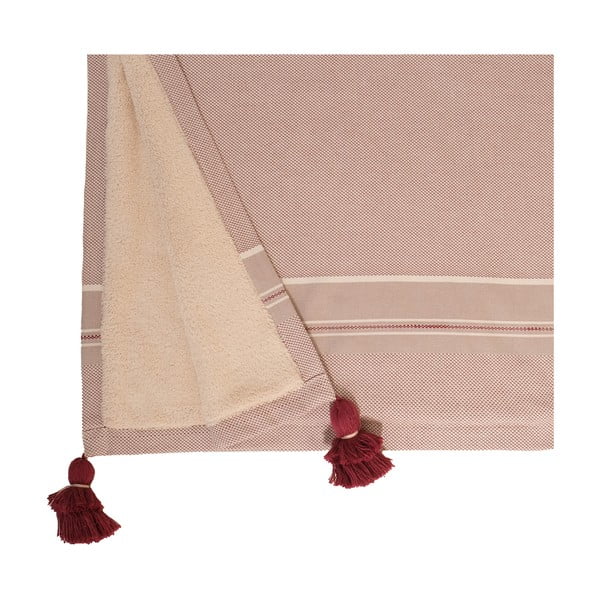Червена и бежова памучна кърпа за баня , 70 x 130 cm Brunella - Foutastic