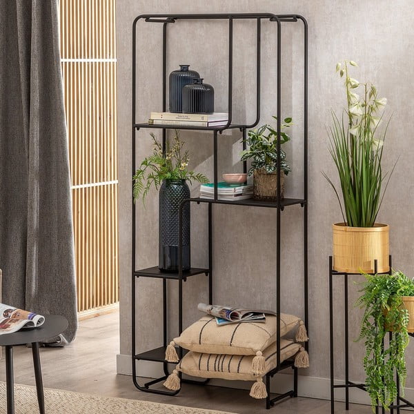 Черен метален стелаж 76x180 cm Sleco – Ixia-image-1