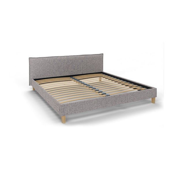Сиво тапицирано двойно легло с решетка 200x200 cm Tina - Ropez