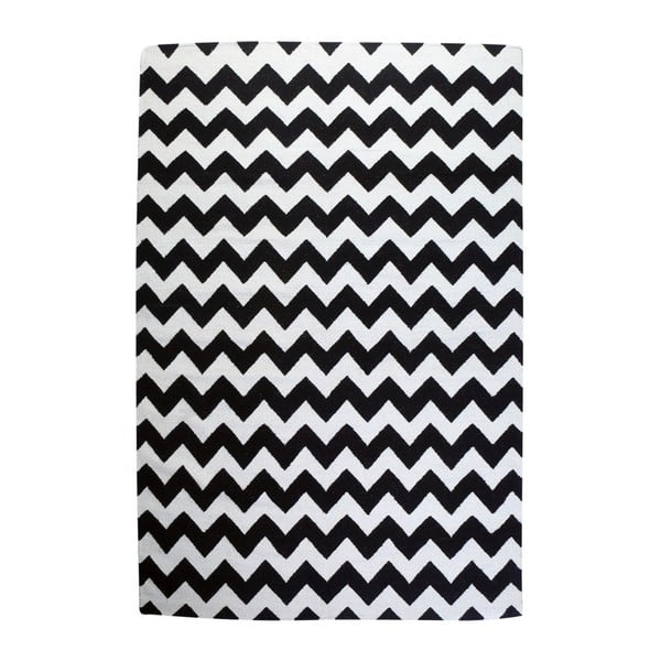 Vlněný koberec Geometry Zic Zac Black & White, 160x230 cm