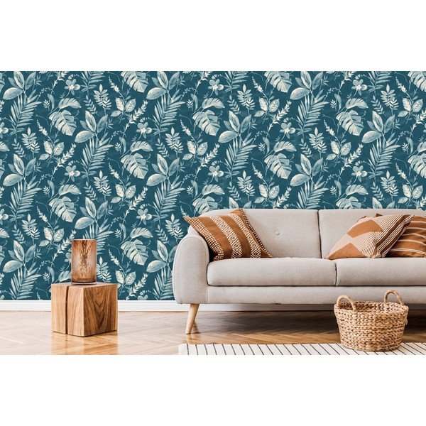 Вълнен тапет 10 m x 53 cm Blue Leaves – Vavex-image-1