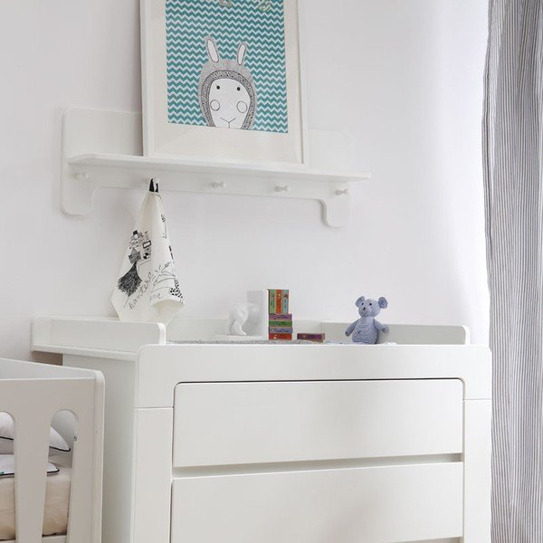 Бял стенен детски шкаф за дрехи с рафт Moon - Pinio-image-1