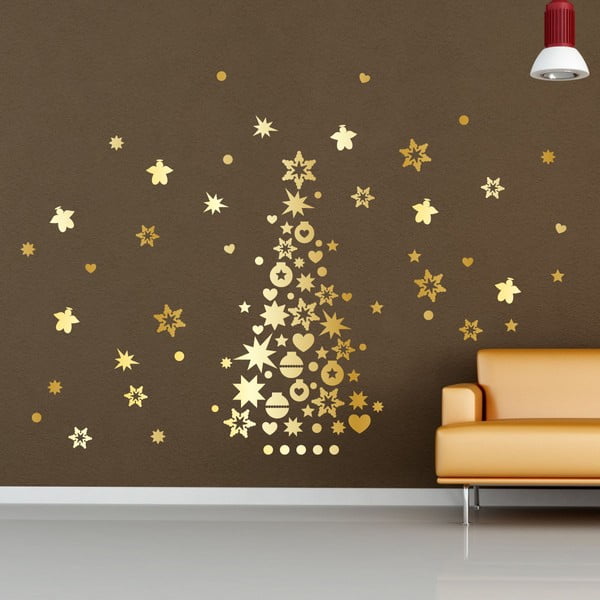 Коледни стикери Златна елха и звезди - Ambiance