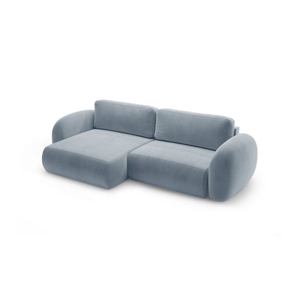 Сиво-син кадифен сгъваем/с място за съхранение ъглов диван Tonale – Cosmopolitan Design-image-2