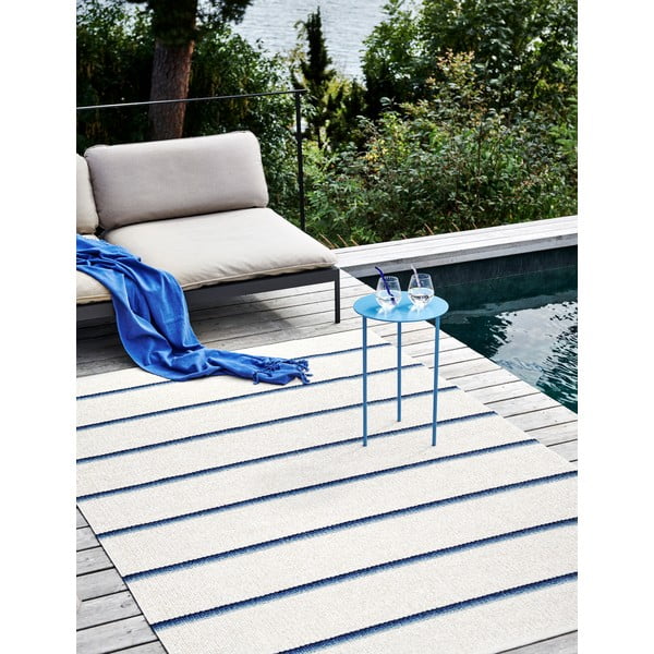 Син и кремав килим за открито и закрито 70x90 cm Olle Blue Vanilla – Pappelina-image-4