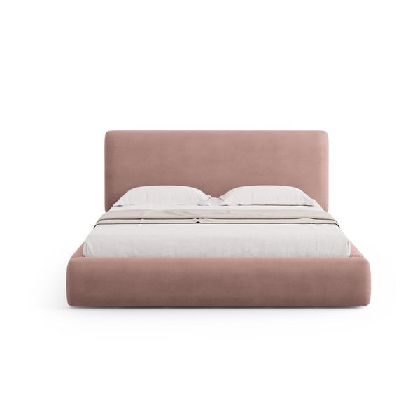 Розово двойно тапицирано легло с място за съхранение с включена подматрачна рамка 160x200 cm Colonel – Cosmopolitan Design-image-3