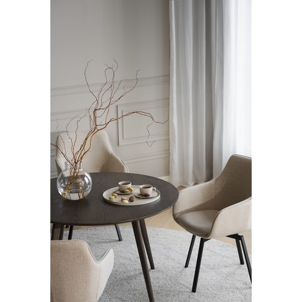 Тъмнокафява кръгла трапезна маса от декор от дъб  ø 115 cm Yumi – Rowico-image-3