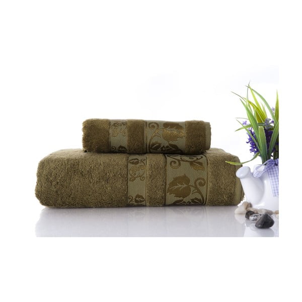 Set dvou ručníků Bamboo Green, 70x140 a 50x90 cm