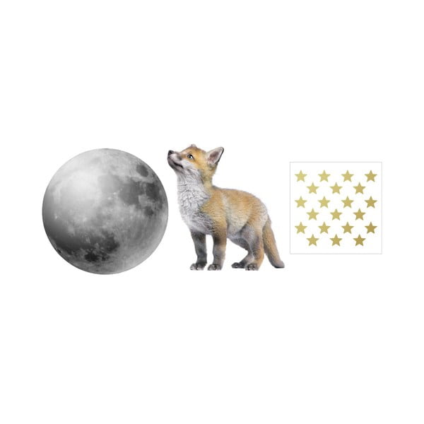 Комплект стикери за стена Малката лисица и нейният приятел Луната Little Fox and His Friends - Dekornik