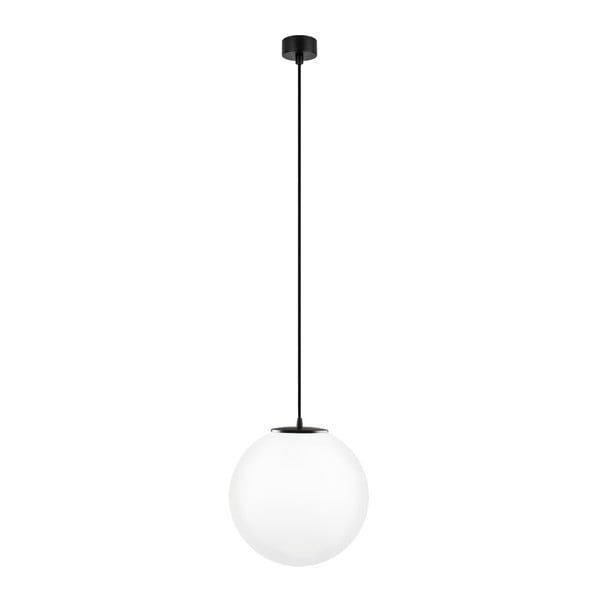 Бяла лампа за таван с черен кабел Tsuri, ∅ 30 cm - Sotto Luce