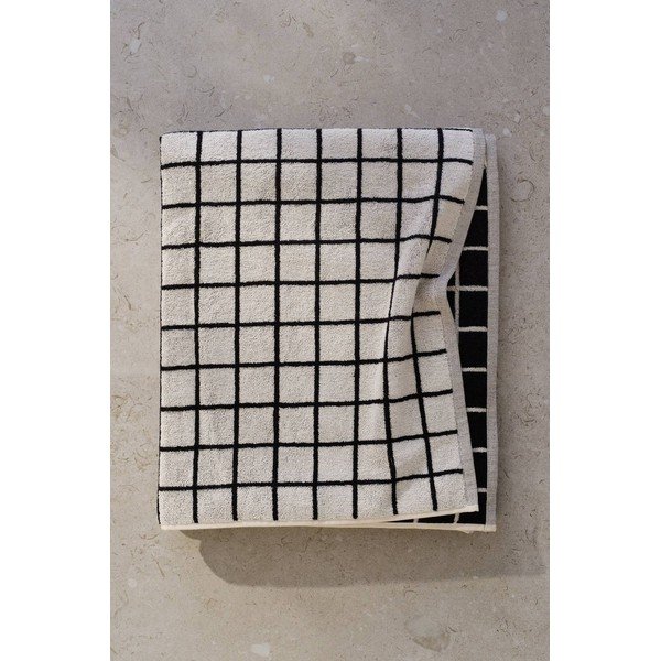 Черна/бежова памучна хавлиена кърпа 90x150 cm Grid – Jotex-image-1