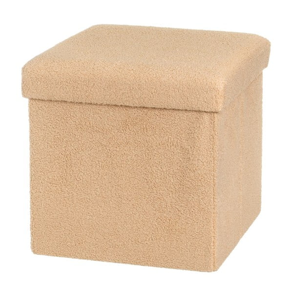 Светлокафява табуретка от прежда с примки от букле Folding – Casa Selección