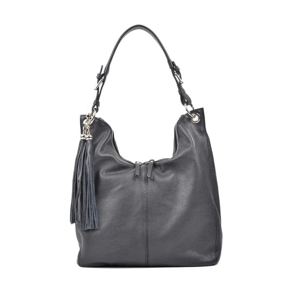 Черна кожена чанта Paola - Carla Ferreri