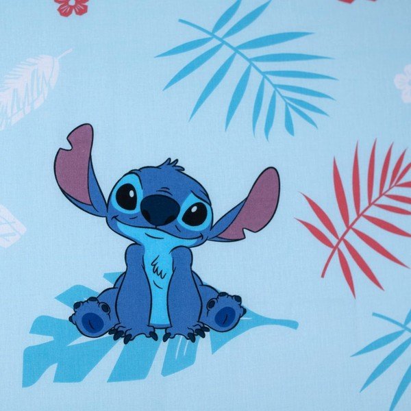 Син еластичен единичен памучен детски чаршаф 90x200 cm Lilo & Stitch "Blue" – Jerry Fabrics-image-2