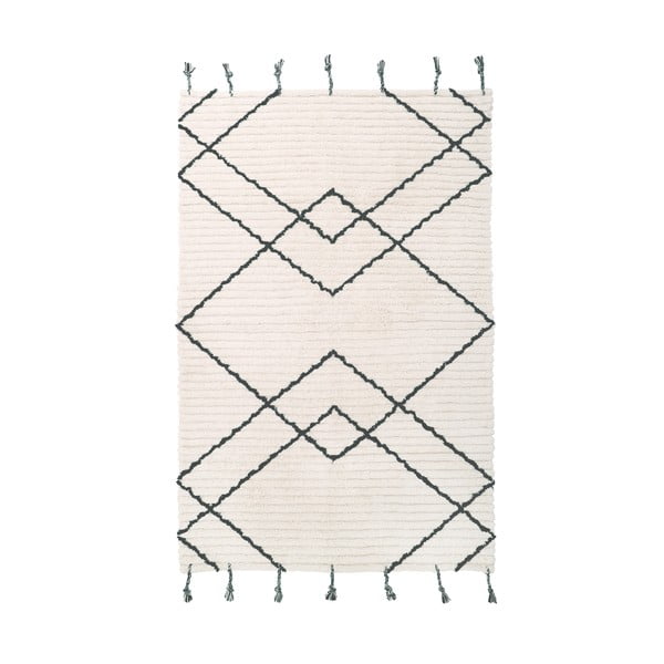 Бежово-черен ръчно изработен памучен килим , 100 x 150 cm Viktor - Nattiot