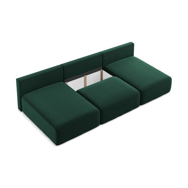 Тъмнозелен кадифен сгъваем/с място за съхранение ъглов диван (U форма) Kalena – Makamii-image-4