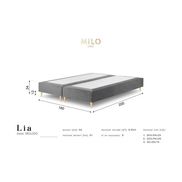 Синьо кадифено двойно легло Lia, 180 x 200 cm - Milo Casa-image-4