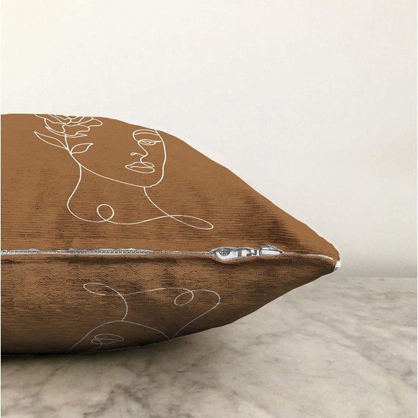 Оранжево-кафява калъфка за възглавница с памучна шенилия, 55 x 55 cm - Minimalist Cushion Covers-image-1