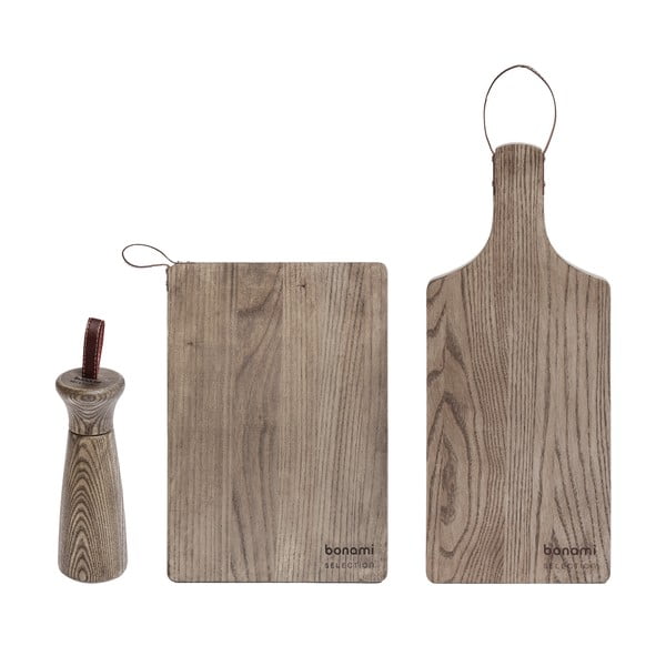 Дървена мелница и дъска за рязане в комплект от 3 - Bonami Selection